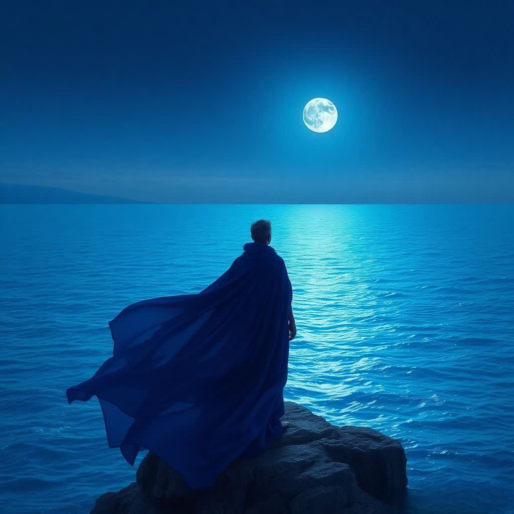 Indigo cloak by blue ocean