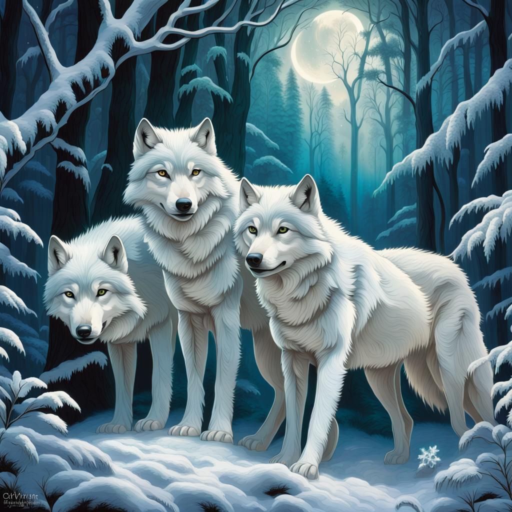 Wolves wondering in the jungle - AI Generated Artwork - NightCafe Creator