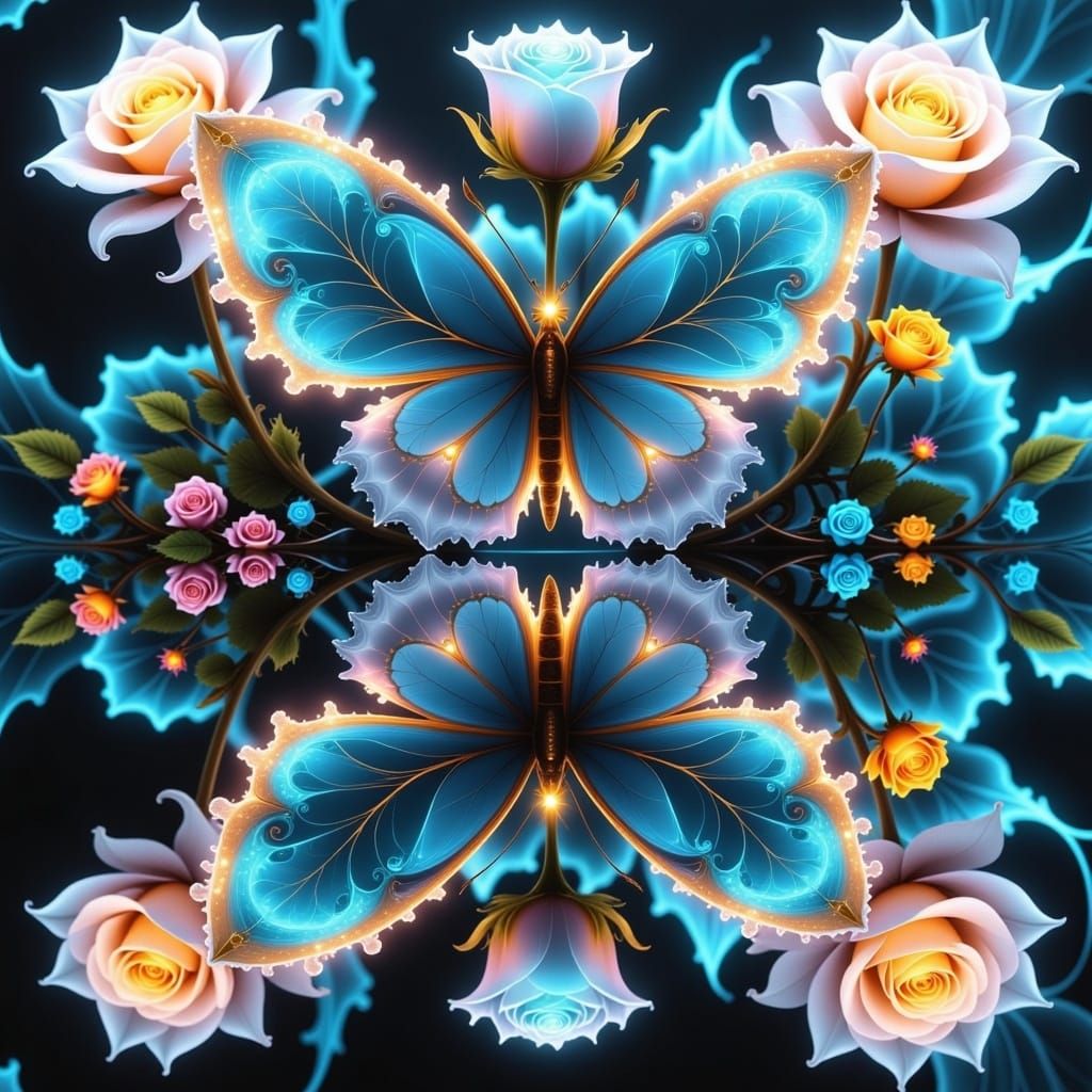 Gorgeous bioluminescent <lora:Luminescent art2:1.0> rose bio