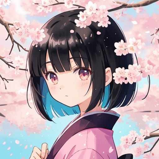 Anime Girl Strolls Through Vibrant Sakura Blossoms