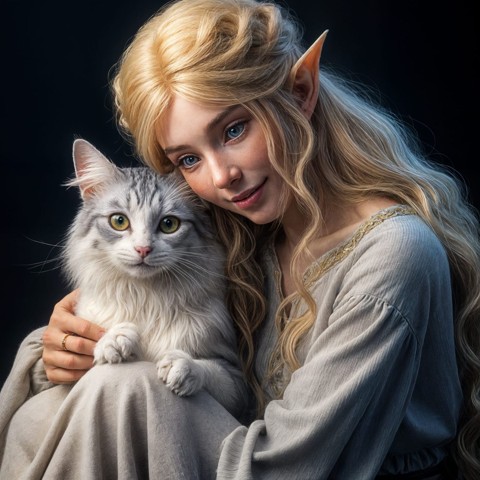 Elf with her Cat