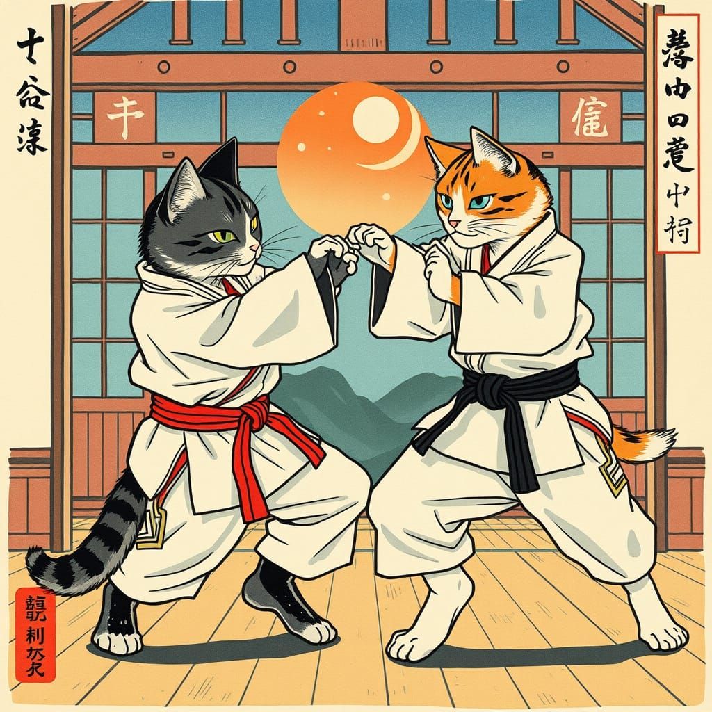 Cat Karate  by @trainwreque