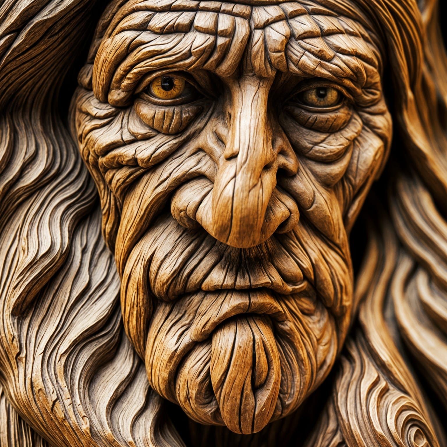 Face Carved in Wood  by @Vic Williams