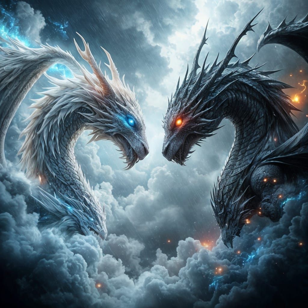 Majestic Dragons in Epic Storm Confrontation