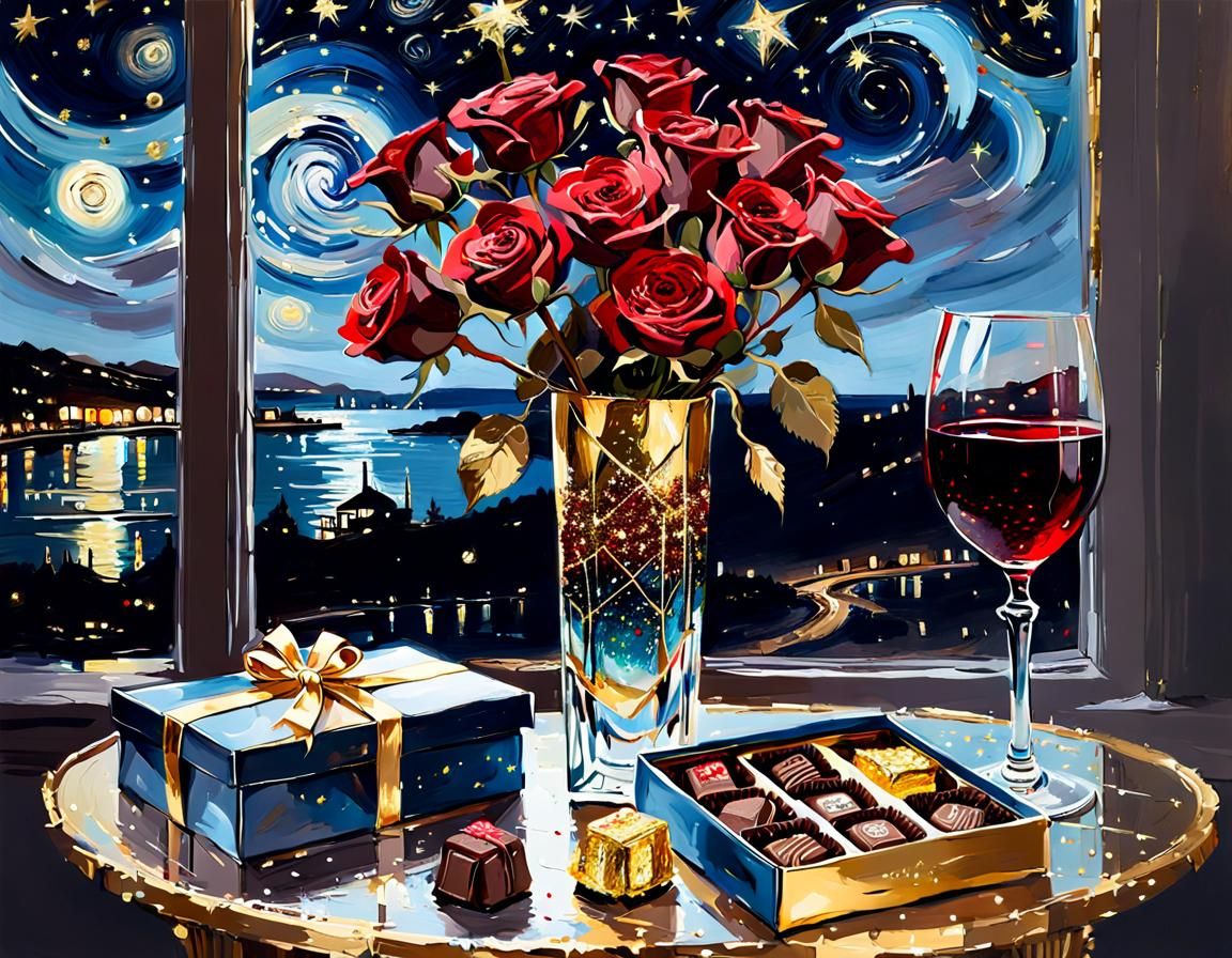 Chocolates, roses and red wine  by @YYZ-5050
