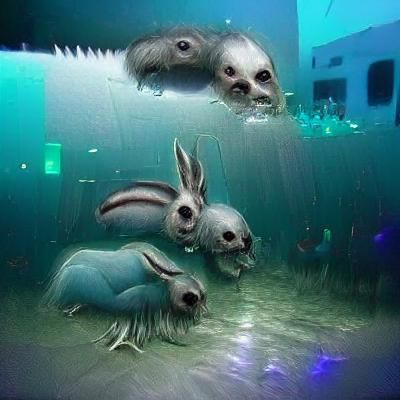Creepy underwater rabbits