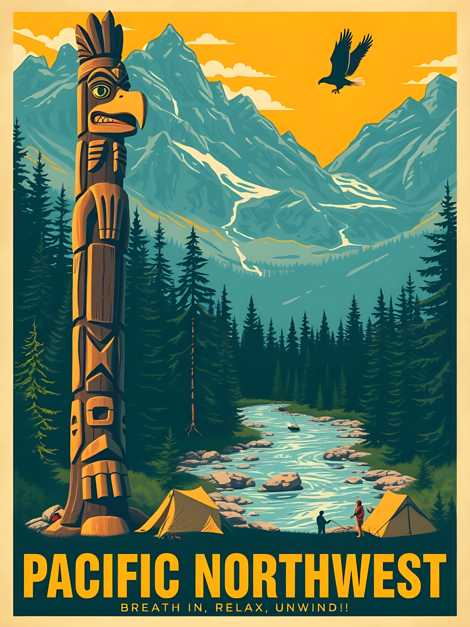 PNW Vintage Travel Poster