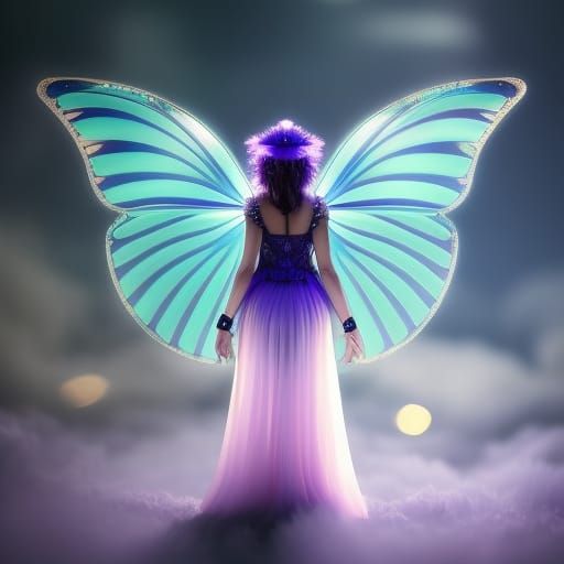 Pixelated Purple Fairy wings, low opacity, white colors, 8k ...