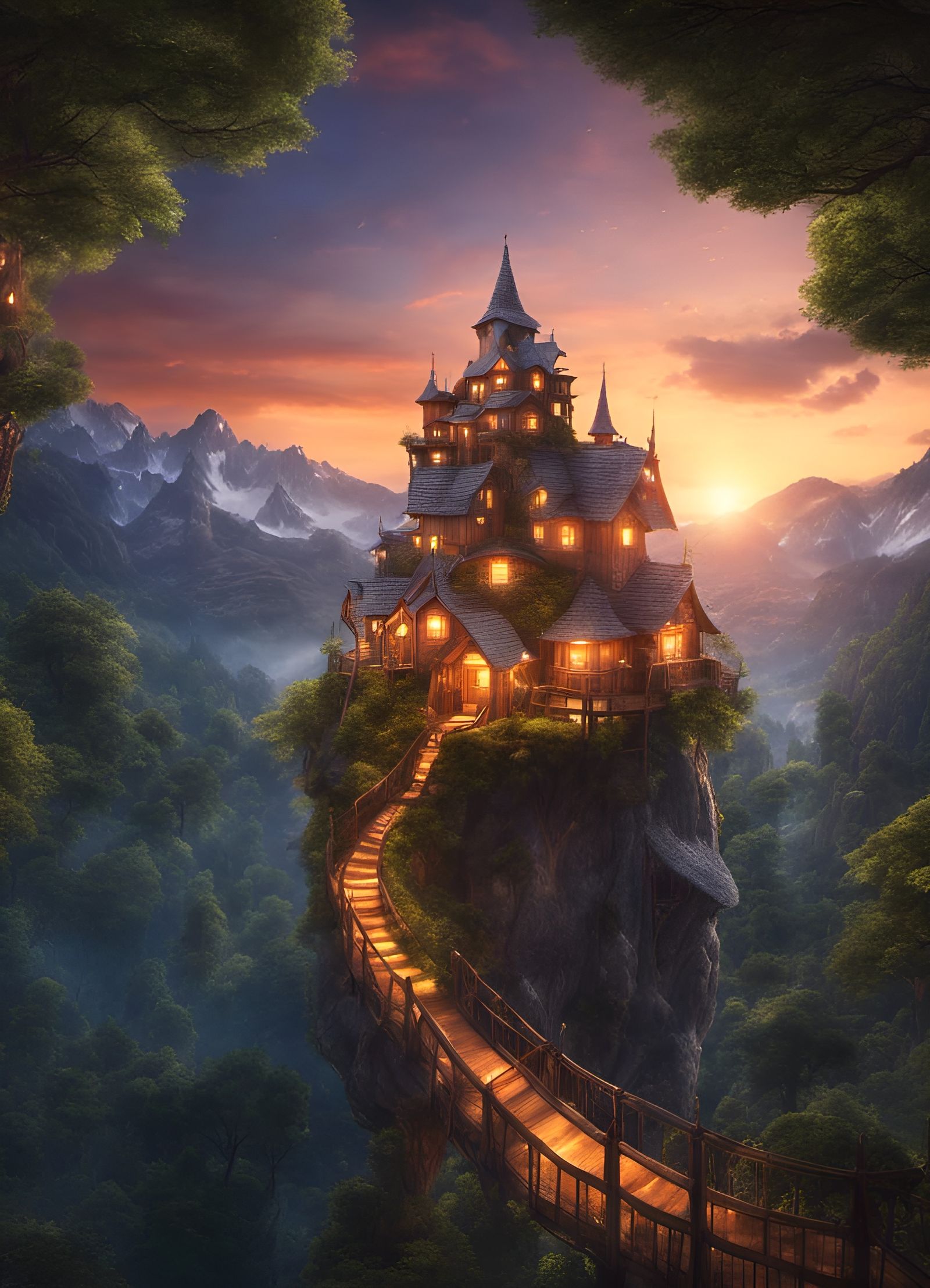 Fantasy castle in the mountains   by @Krystine