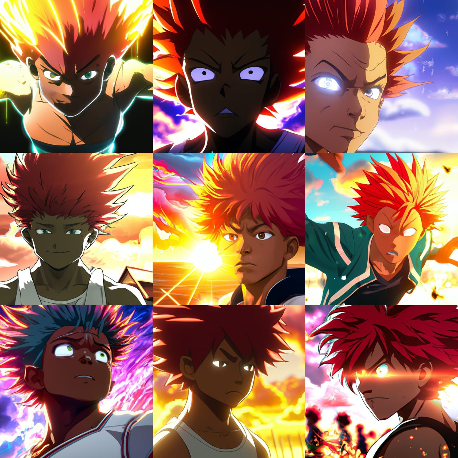 black boy, african american, red andgry blaziing effects, ra...