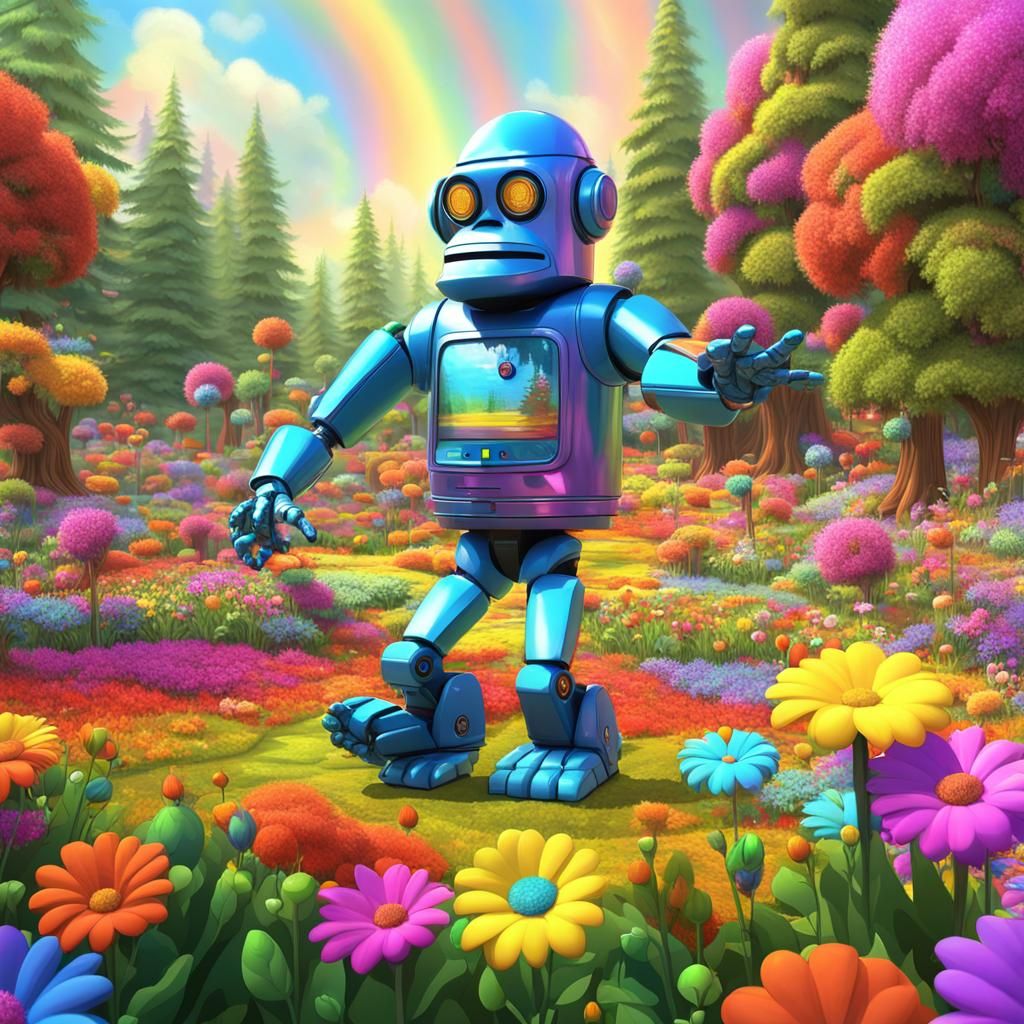 Robot Bigfoot dancing at a Prismatic Flower Festival - AI Generated ...