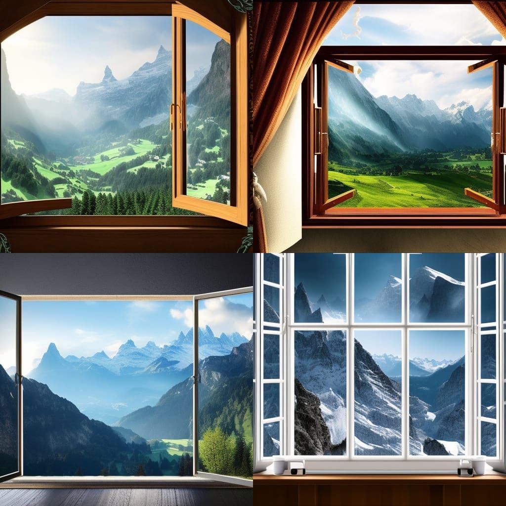 breathtaking view of the swiss mountains from a window