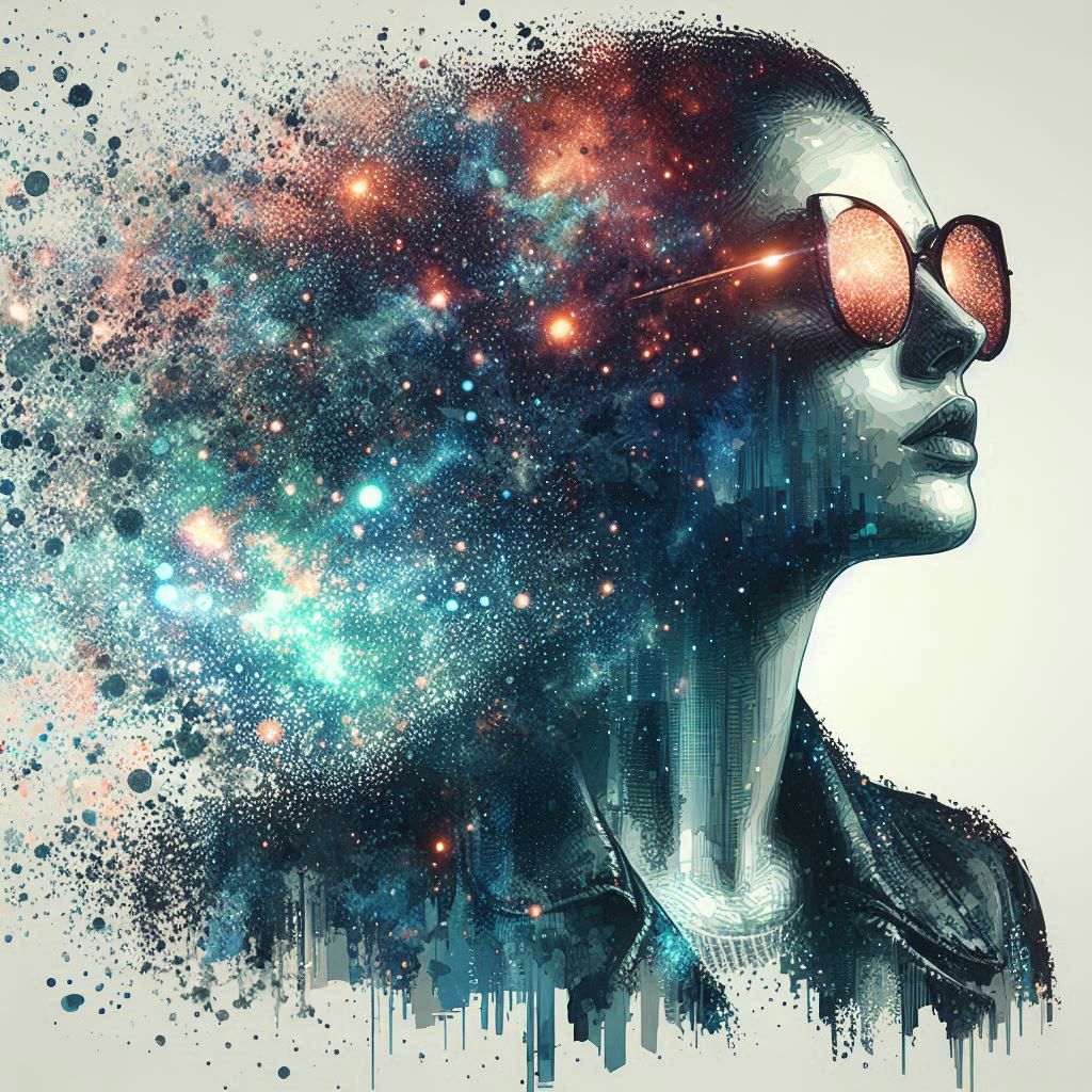 double exposure beautiful fantasy DALL-E 3 portrait landscap...