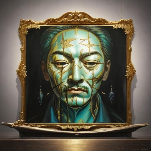 Golden Arrow Pierces Two Hearts: Hyperrealistic Art