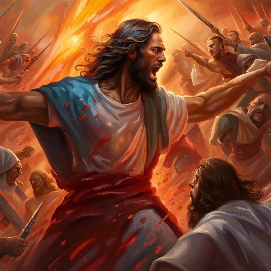 Show the battle of Armageddon between Jesus Christ and the earth’s