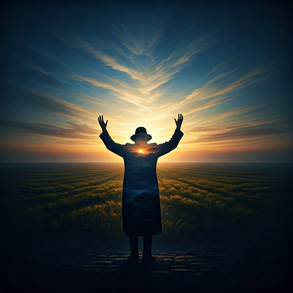 Ultra-Orthodox Man in Sunrise Splendor