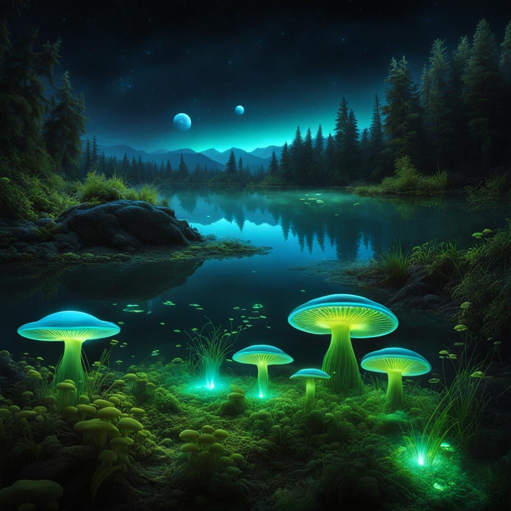 Other worldly planet with Bioluminescence life around.  by @ELY M