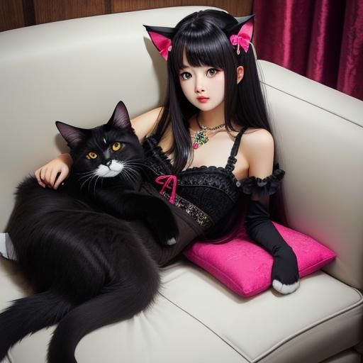 "pretty cat very, very, very pretty breathtaking in  sofa