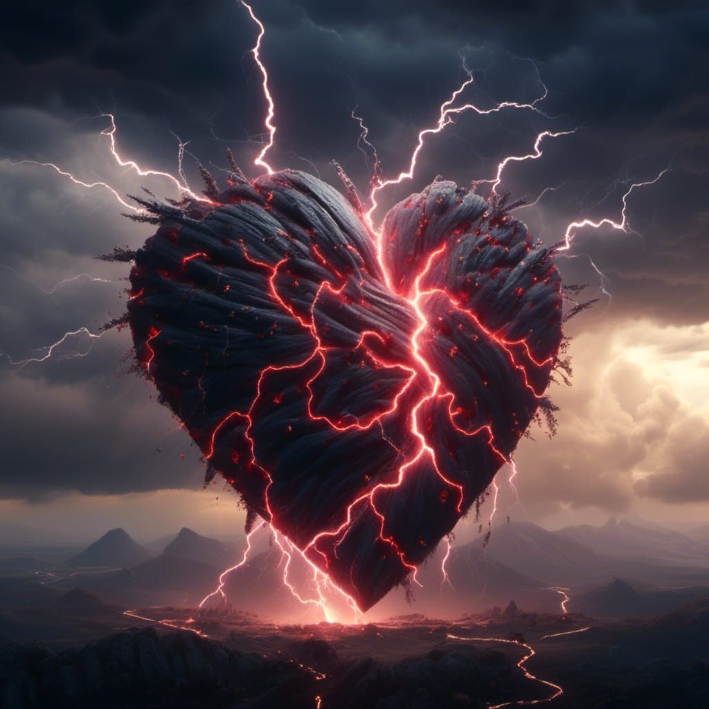 Heart-Shaped Lightning Storm: Epic Digital Matte Painting