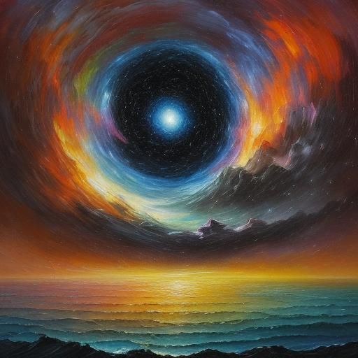 Black Hole: Interstellar Travel in Expressionist Oil
