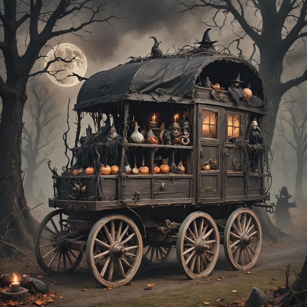 The magic horror wagon for the witch.