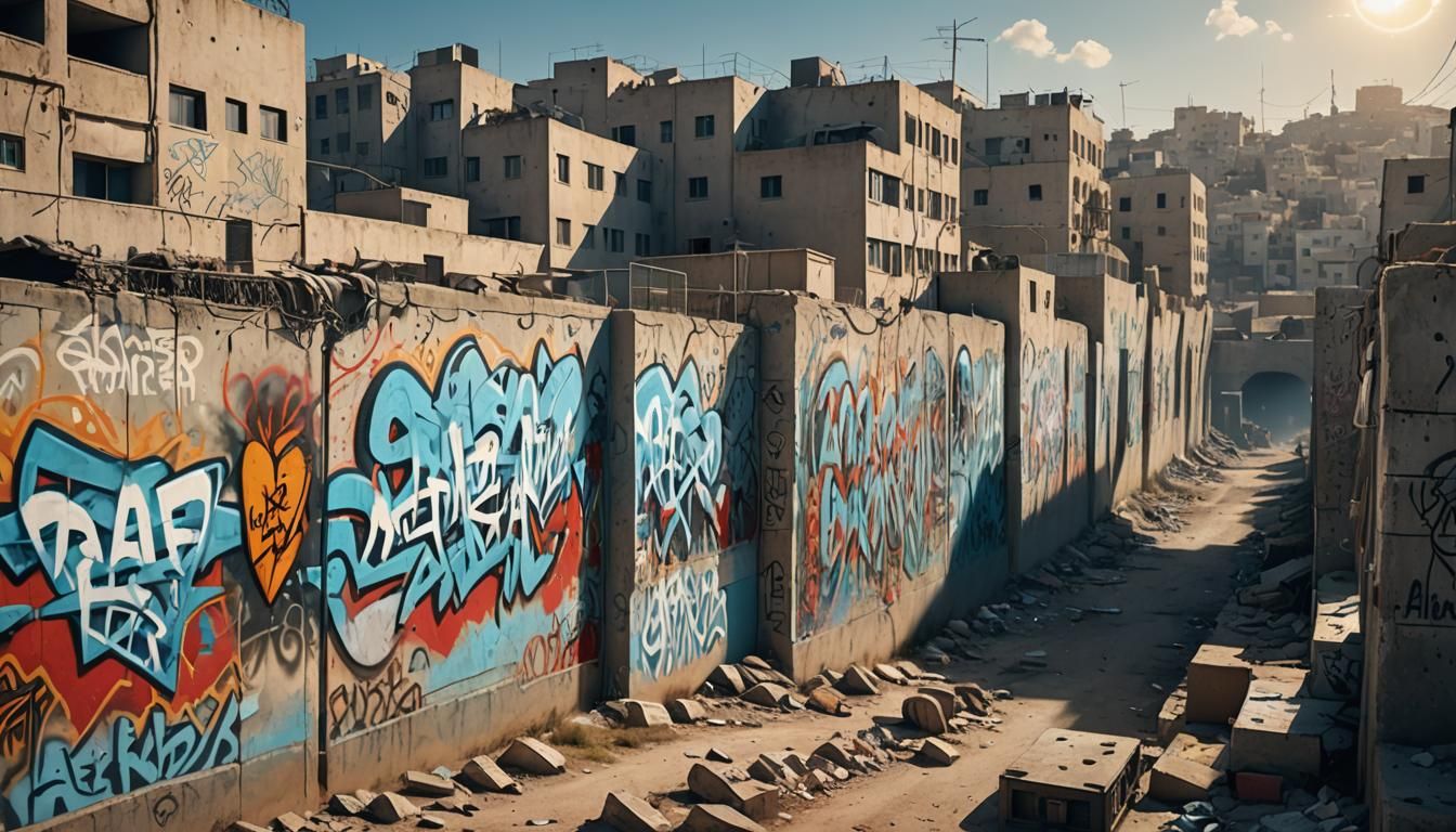 A photograph of the separation wall between Israel and the W...
