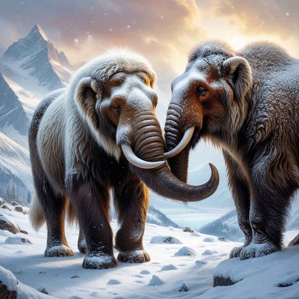 2 Woolly Mammoths caught in a blizzard