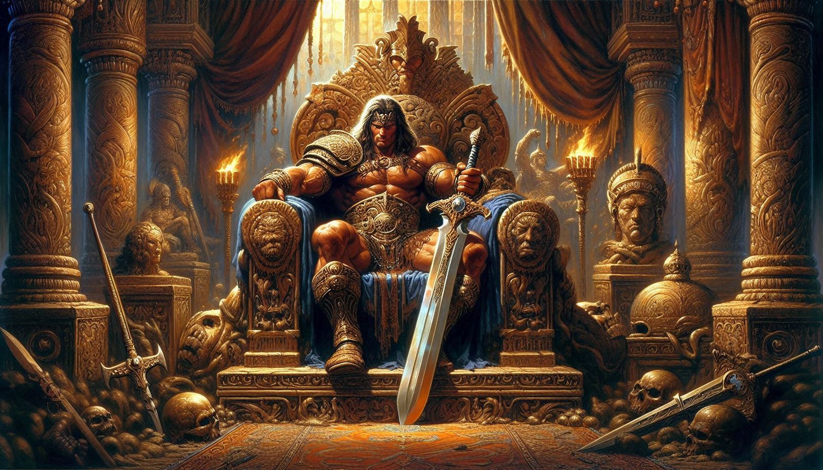 Conan of Aquilonia Sitting on his Hard Won Throne