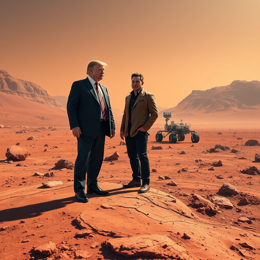 Trump and Musk on Mars: Sci-Fi Concept Art