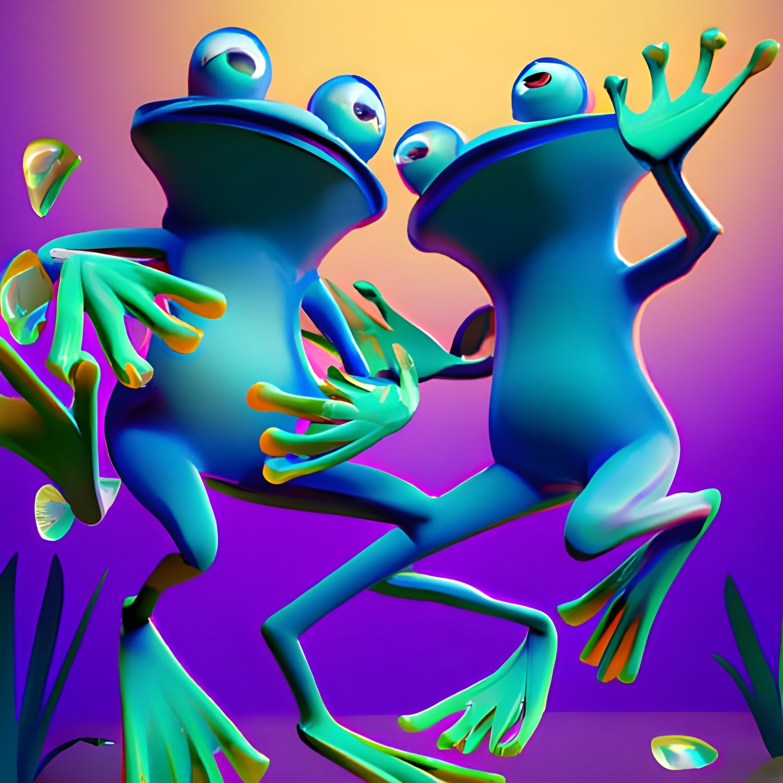 Psychedelic Dancing Frogs - AI Generated Artwork - NightCafe Creator