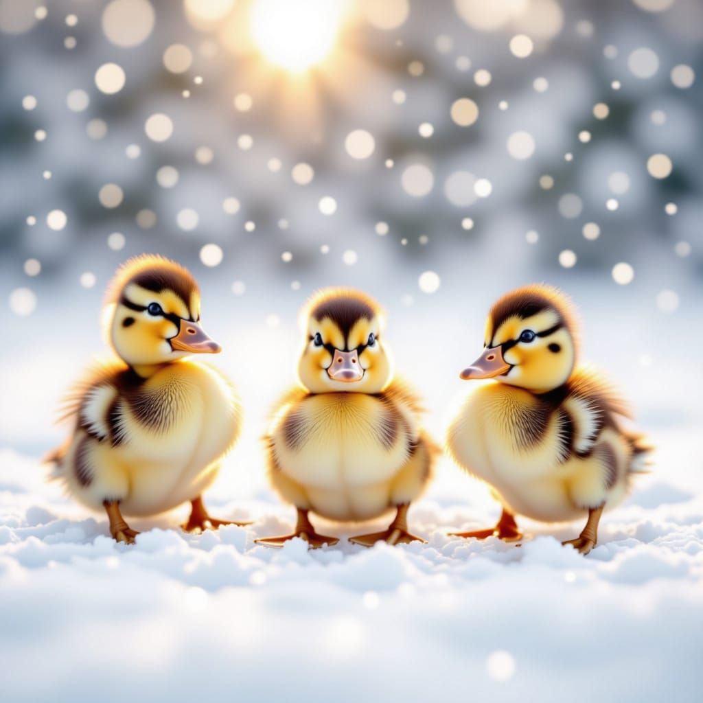 cute baby ducks playing in the snow <lora:Cute Baby Ducks:1.0>