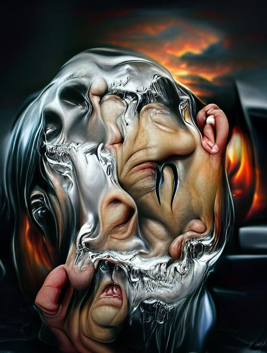 Melting face can t keep it together AI Generated Artwork