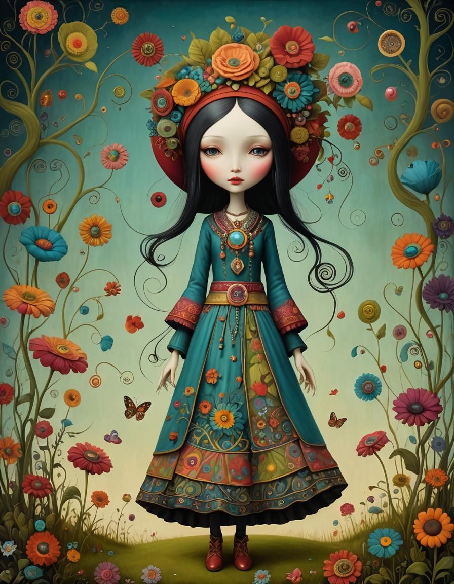 Boho Girl, inspired by Benjamin Lacombe and Nicoletta Ceccol...