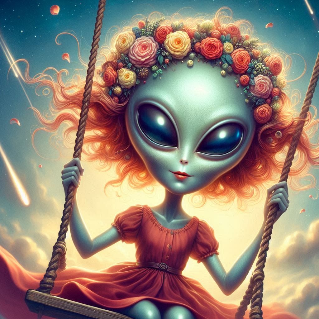 Alien on a swing