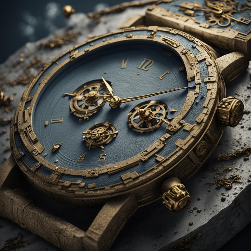 A statuette in form of watch. Made concrete.