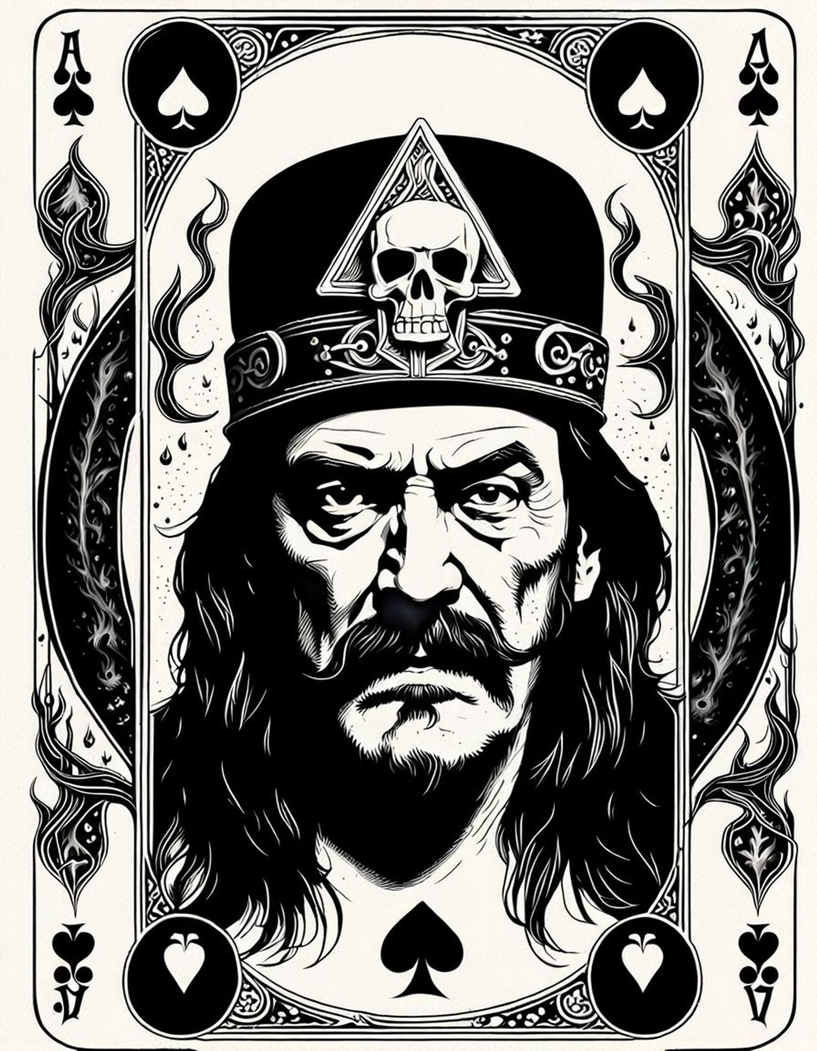 Lemmy Kilmister as the God of Death coming out of the a playing card ...