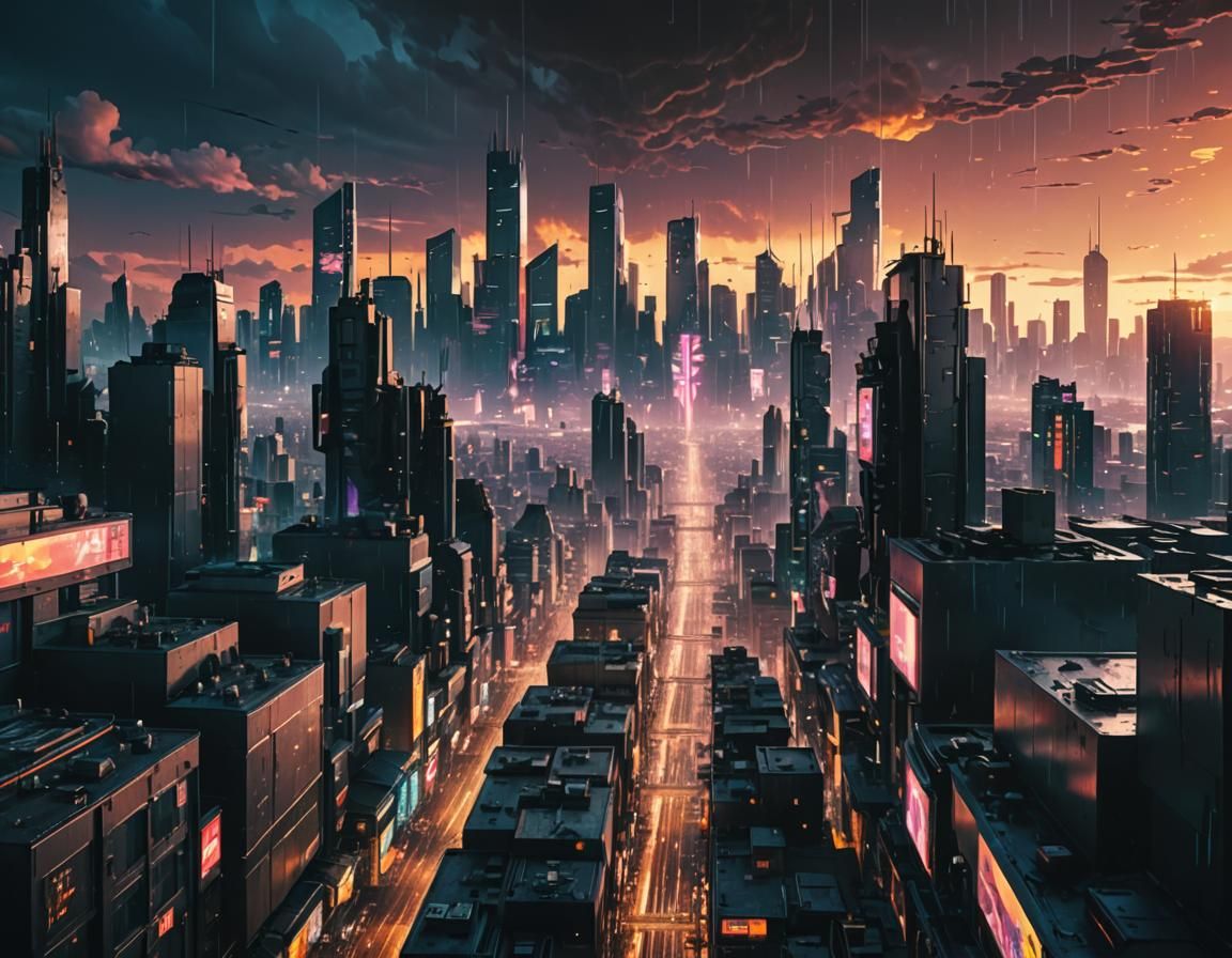 A cyberpunk cityscape 