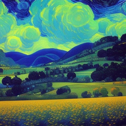 Starry Night in the Style of Maxfield Parrish #2