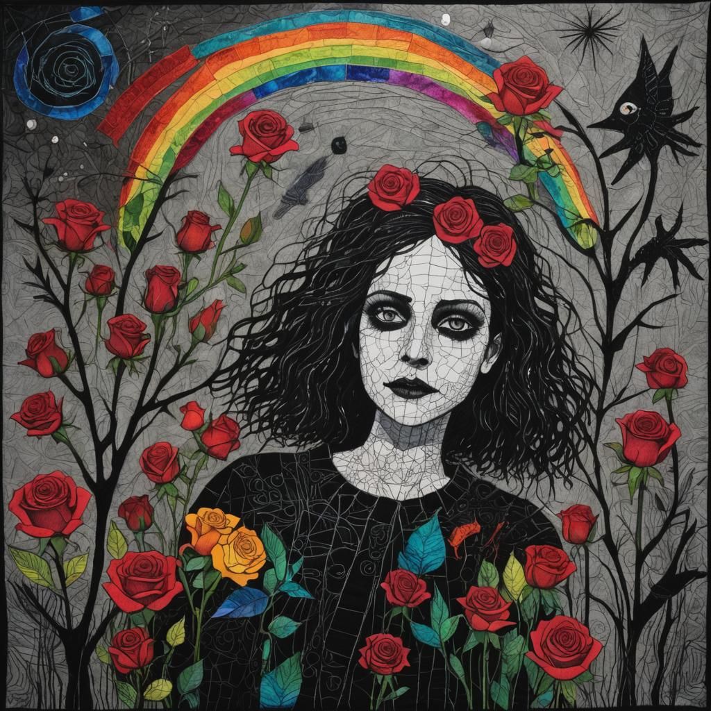 A silhouette of a  (shining bioluminescent silver Dagger  in Back the Angel 2.0) filled with letters and words, word art, twilight, shadows...