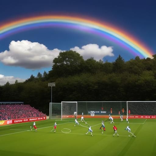 Magical Unicorns Play Soccer on Rainbow Field