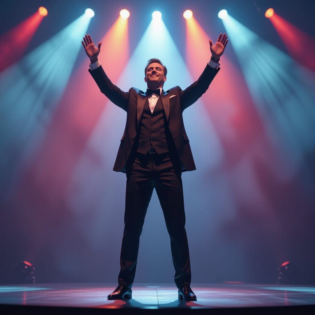 Confident Man Conducts Life's Orchestra