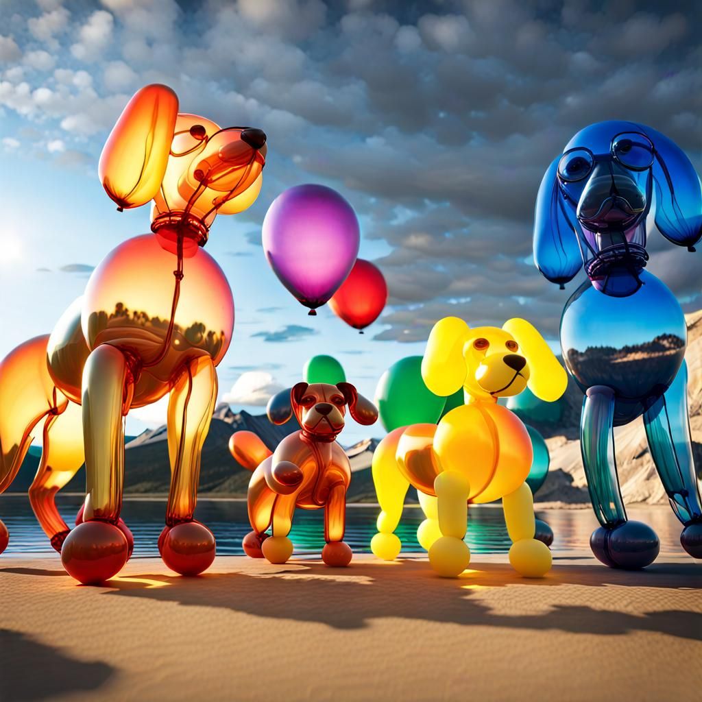 Balloon pups  by @Tiny Pearl Cat