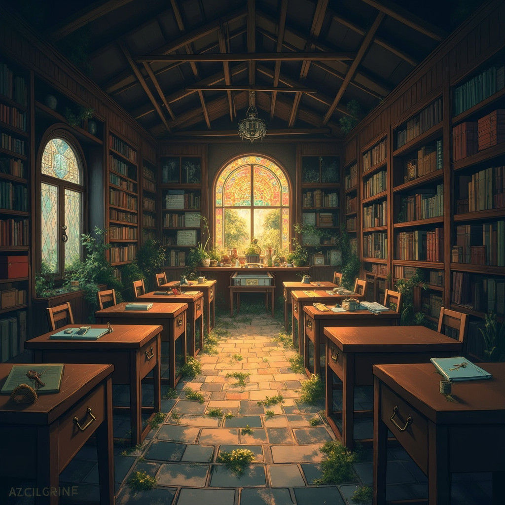 Lithuanian Yeshiva Classroom in Golden Light