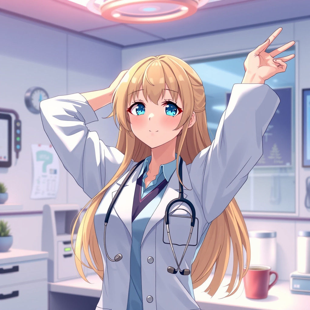 Serene Doctor in Futuristic Anime Style