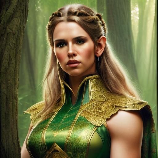 <lora:DS8 portrait:1.0>Oil painting Portrait of an handsome elf ranger in the forest. By Luis Royo. Elaborate background. Intricate details....