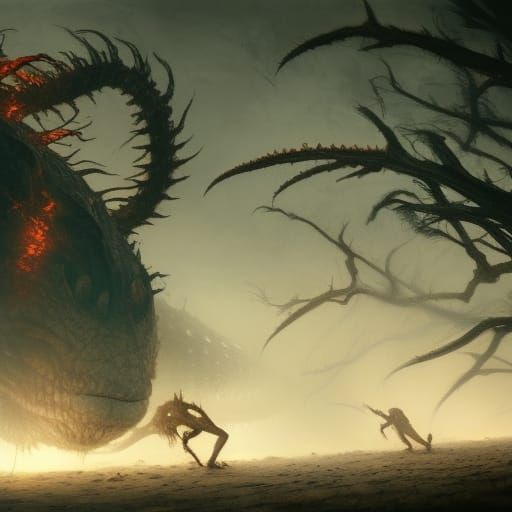 Human centipede, demon, tremors, angel, decaying plant