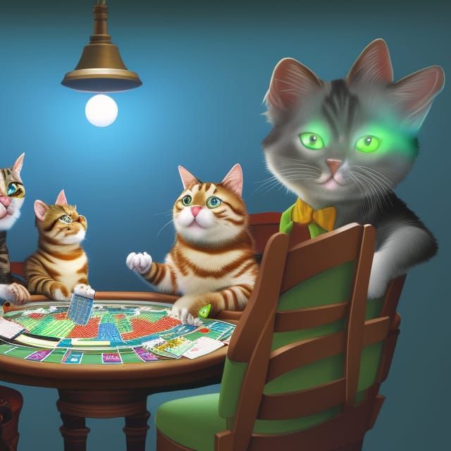 Cats playing Poker in the house  by @Benjen