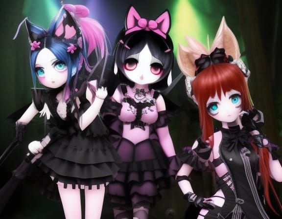 A (((Gothic hello kitty)))!!!, (((Playing a game)))!!! at ((...