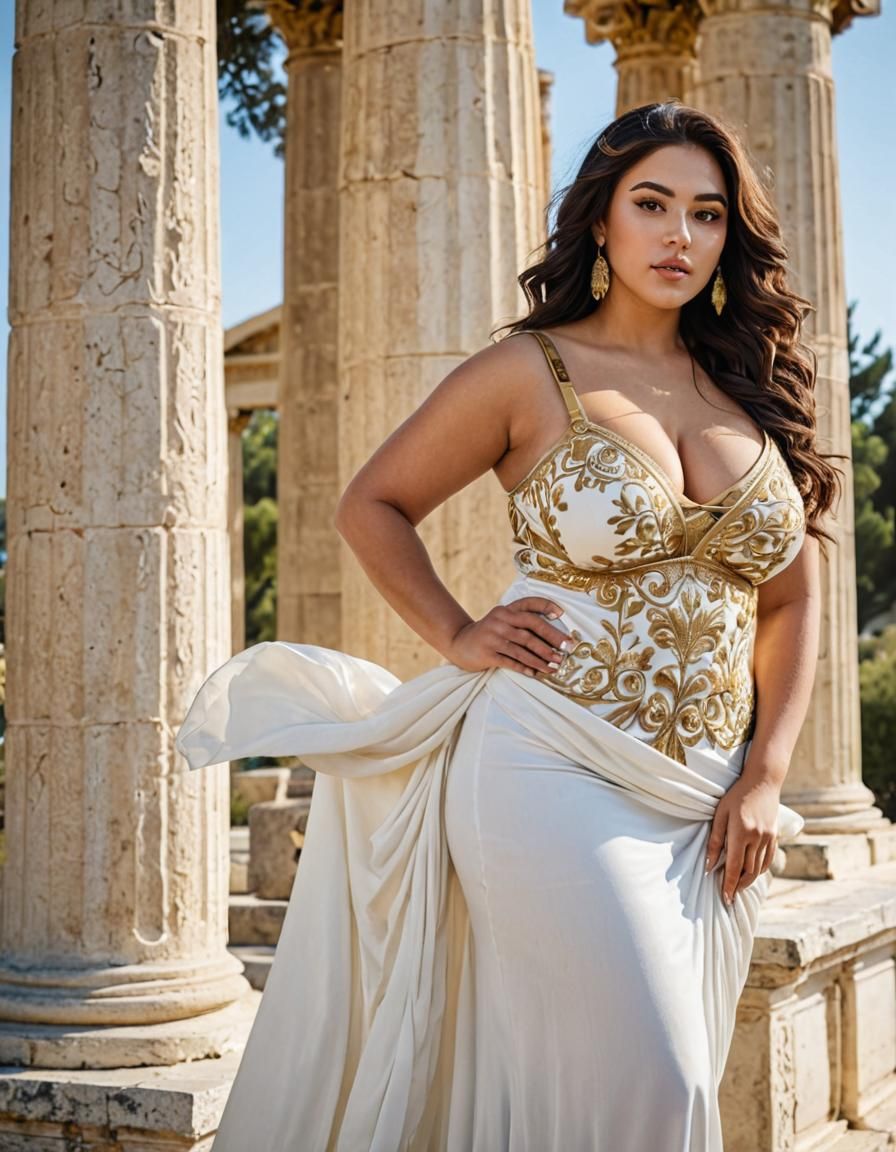 Elegant Greek Woman Portrait in Ancient Setting