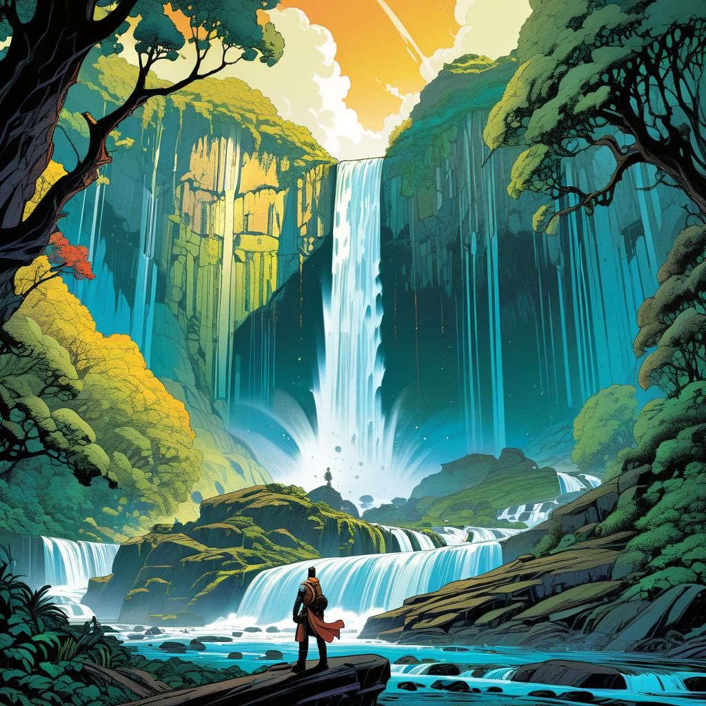 Hyper detailed comic-book cel-shaded illustration masterpiec...